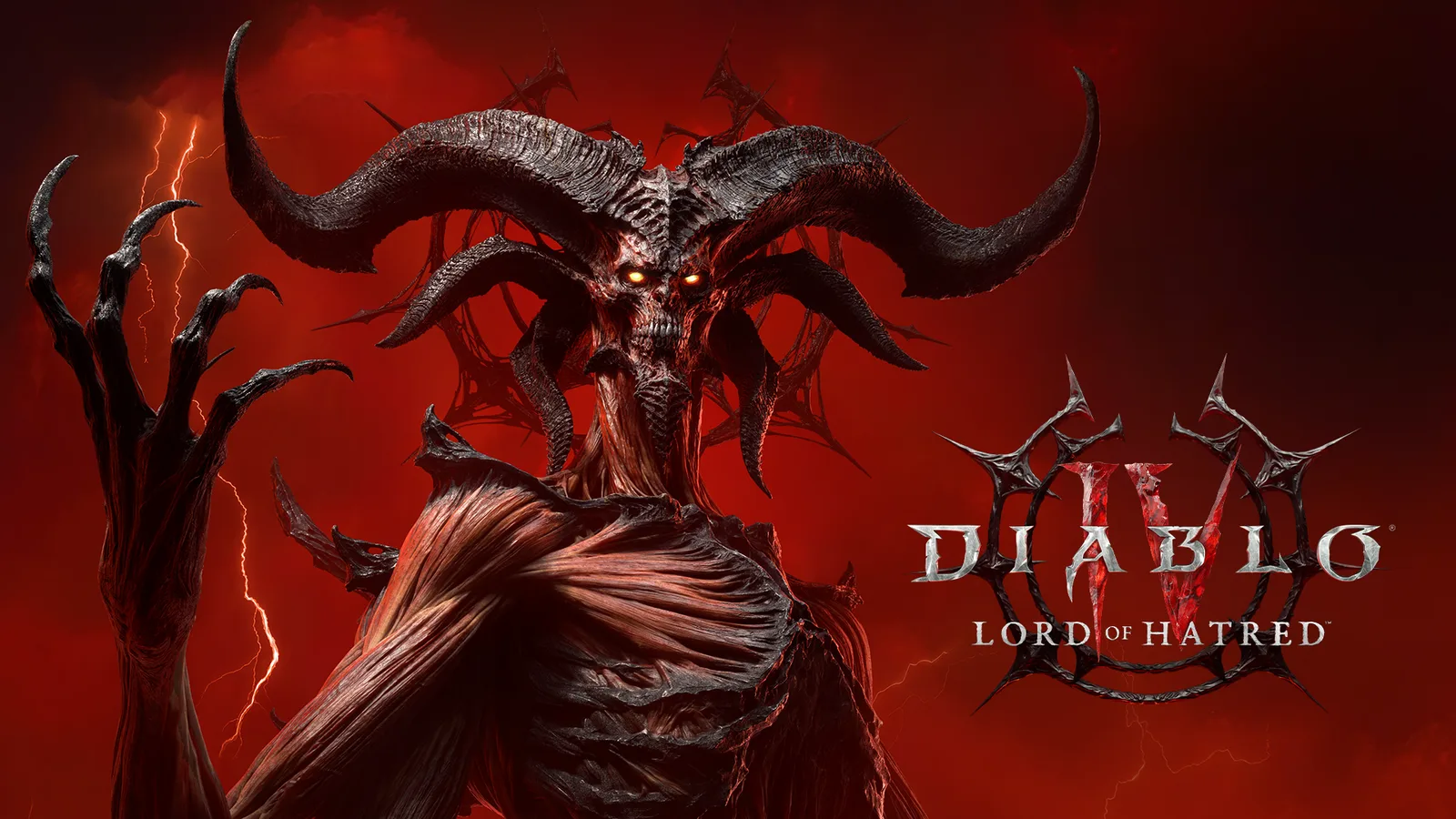 Diablo IV: Lord of Hatred cover art with Mephisto against a red sky